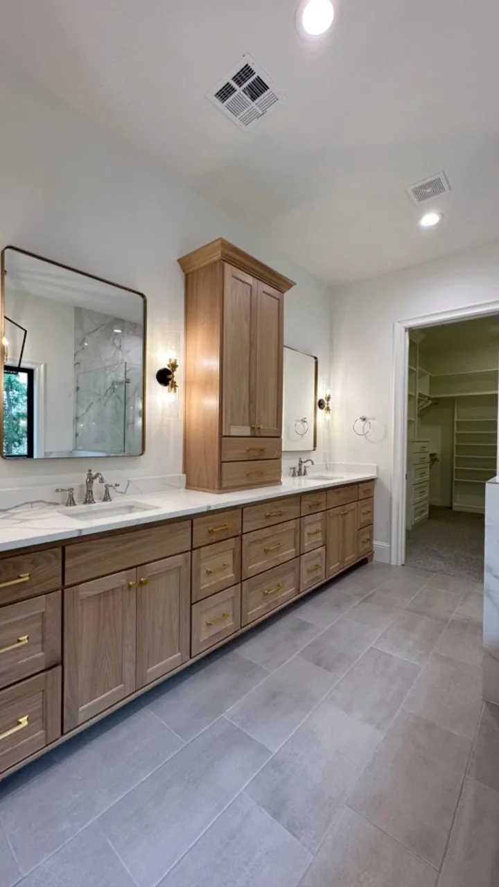 A primary bathroom in a Tredway custom home