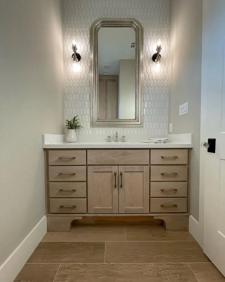 A primary bathroom in a Tredway custom home