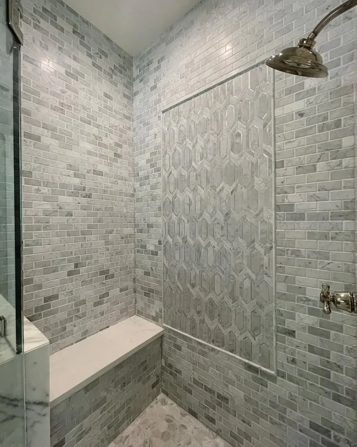 A primary bathroom in a Tredway custom home